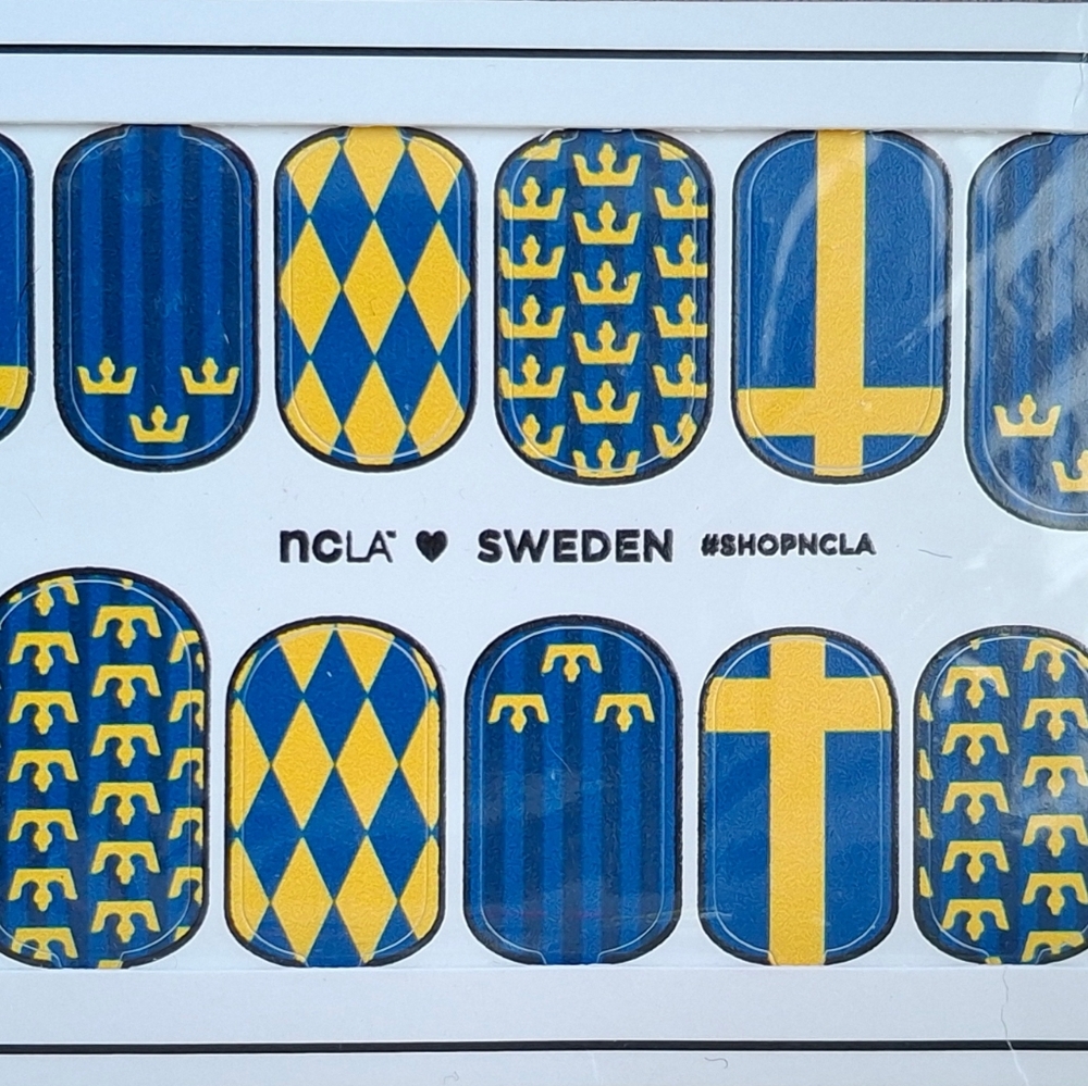 New Sealed NCLA Nail Wraps Sweden Self Adhesive, World Cup, Olympics